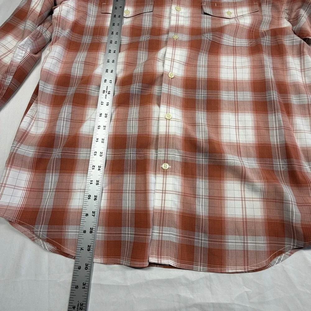 Banana Republic Burnt Orange/White Plaid Button Down Shirt L Slim Long Sleeve